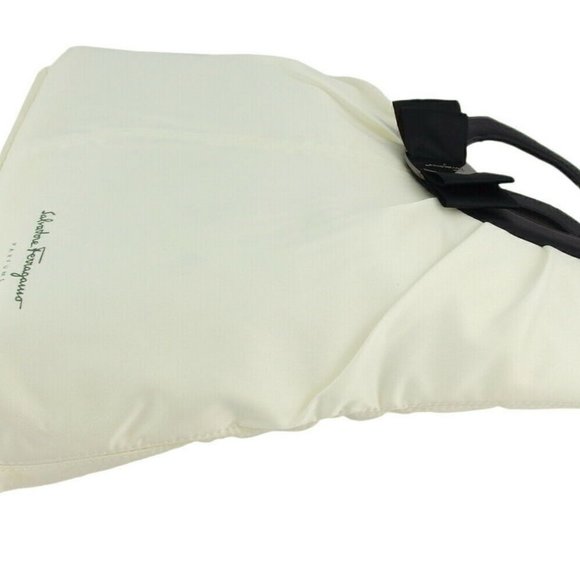 Salvatore Ferragamo Tote Bag Vara Ribbon White Canvas ~ Skin Auth USED C3961 - Picture 8 of 9